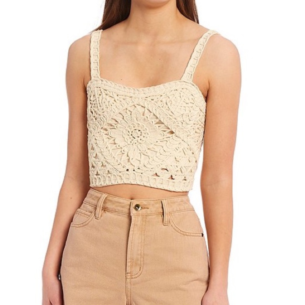 C&V Chelsea & Violet Black Crochet Knit Tank Top